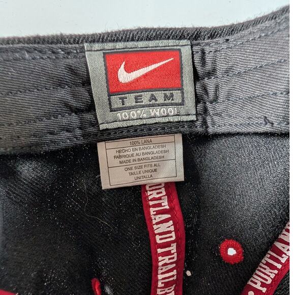 Nike Portland Trail Blazers Embroidered Logo Wool Strapback Cap Hat OS Black - Picture 8 of 8